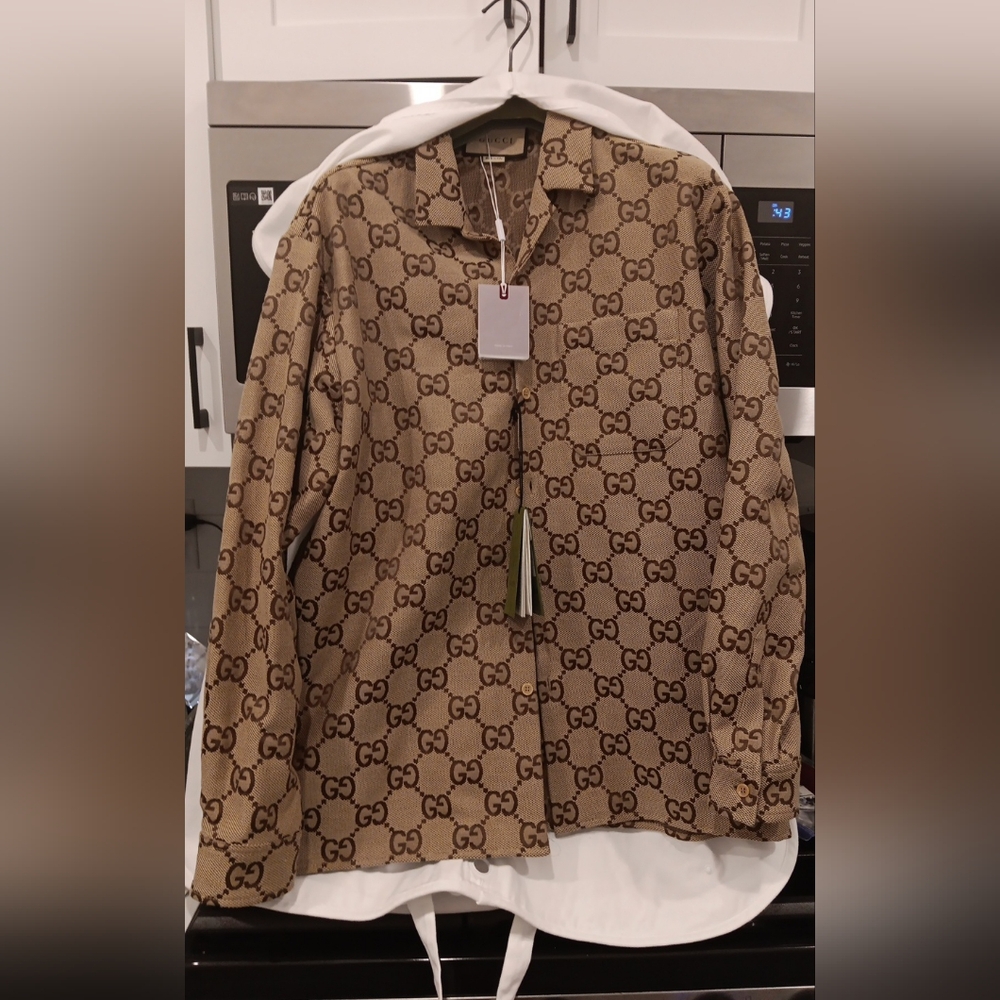 Gucci Brown Monogram Shirt NEW